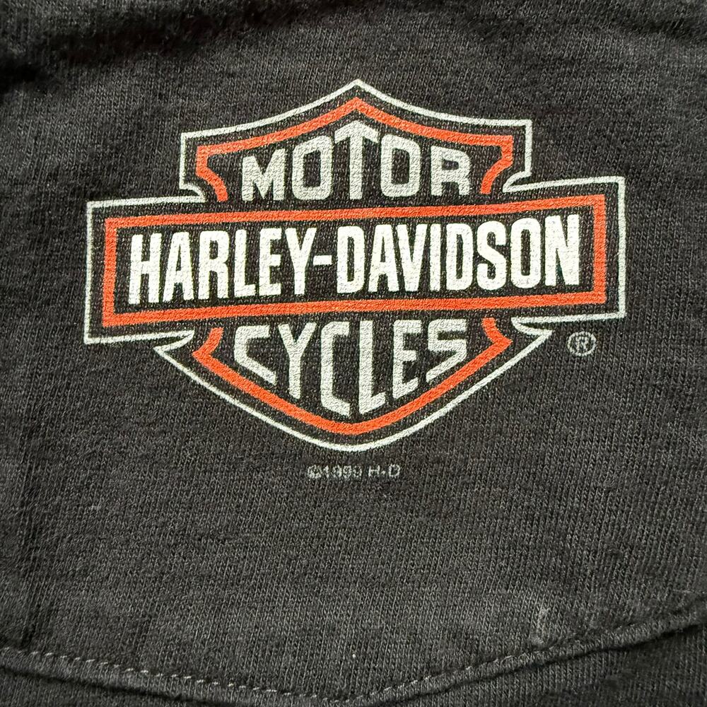 Harley-Davidson 1999 Henley T-Shirt Black Pocket Tee Menโs Medium USA